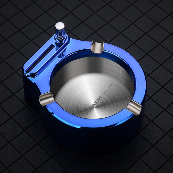 Large Cigarette Ashtray With Permanent Match Lighter Fancy Metal Ash Tray Set For Weed Cool Ashtrays For Cigars Outdoor Indoor Decor In Home Office - Image 3