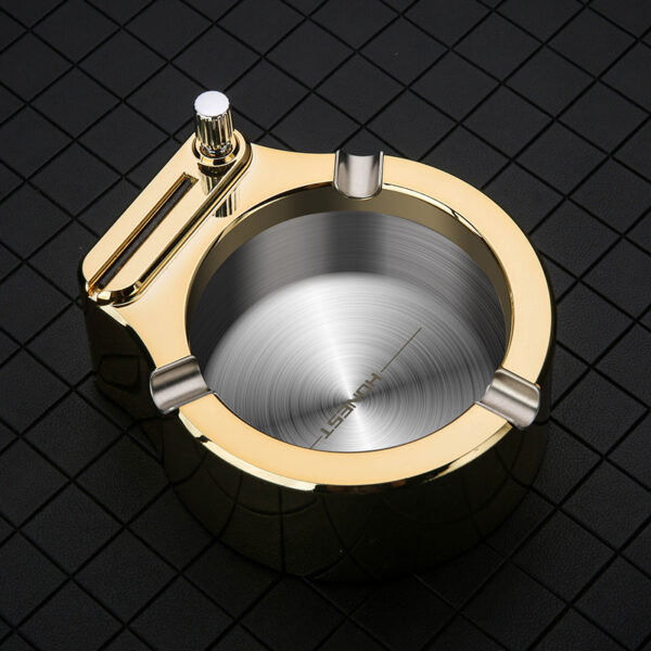 Large Cigarette Ashtray With Permanent Match Lighter Fancy Metal Ash Tray Set For Weed Cool Ashtrays For Cigars Outdoor Indoor Decor In Home Office - Image 4