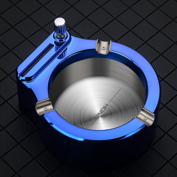 Large Cigarette Ashtray With Permanent Match Lighter Fancy Metal Ash Tray Set For Weed Cool Ashtrays For Cigars Outdoor Indoor Decor In Home Office - Image 9
