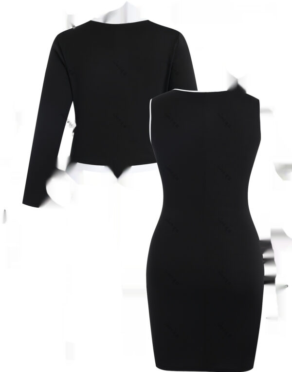 Women's Color Matching Three-quarter Sleeve Top And Hip Skirt Two-piece Set - Image 5