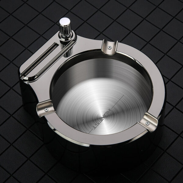 Large Cigarette Ashtray With Permanent Match Lighter Fancy Metal Ash Tray Set For Weed Cool Ashtrays For Cigars Outdoor Indoor Decor In Home Office - Image 5