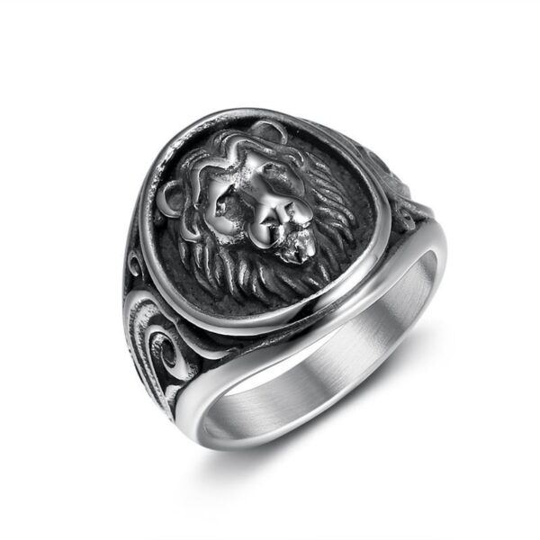 Vacuum Gold Plated Lion's Head Men's Ring - Image 5