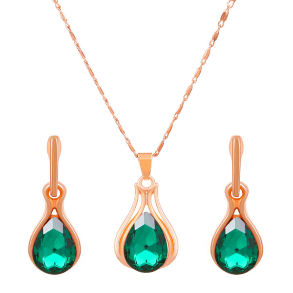 Emerald Water Drop Jewelry Suit Women - Image 3