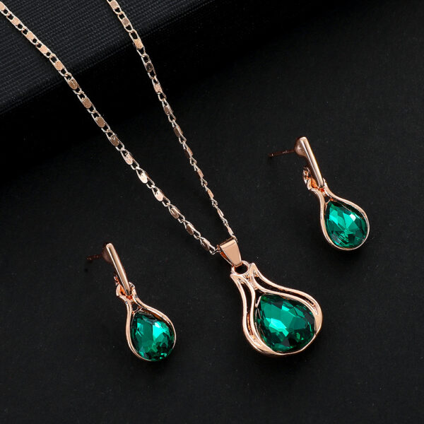 Emerald Water Drop Jewelry Suit Women - Image 6