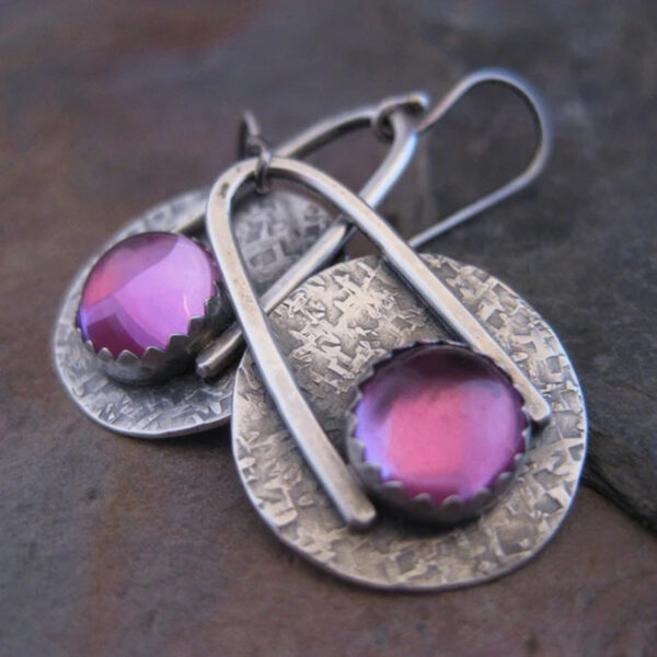 RETRO Geometric Disc Purple Earrings