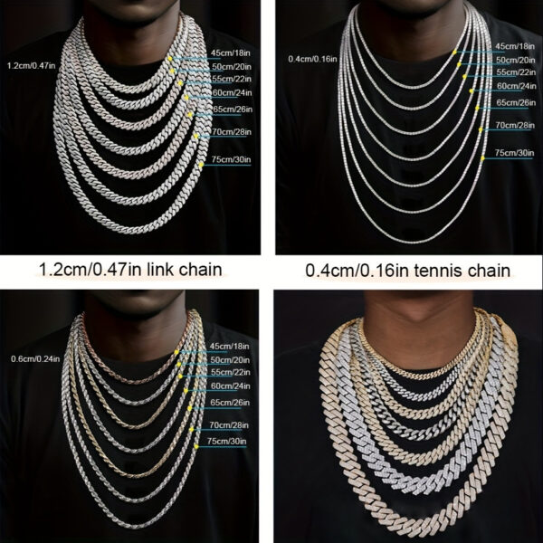 Hip Hop Diamond Chunky Necklace Zinc Alloy Diamond - Image 5